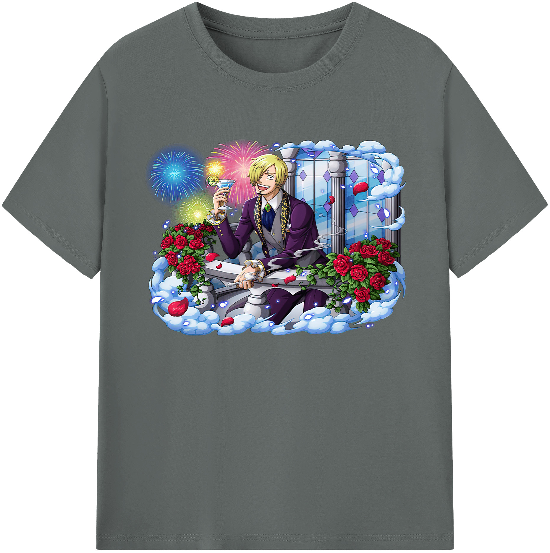 （画像用） ワンピース サンジ ONE PIECE Sanji 綿100％ メンズ半袖Tシャツ｜肌触りやわらか＆通気性